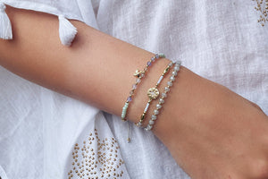 Saona Grey Beaded Boho Betty Bracelet Stack on wrist